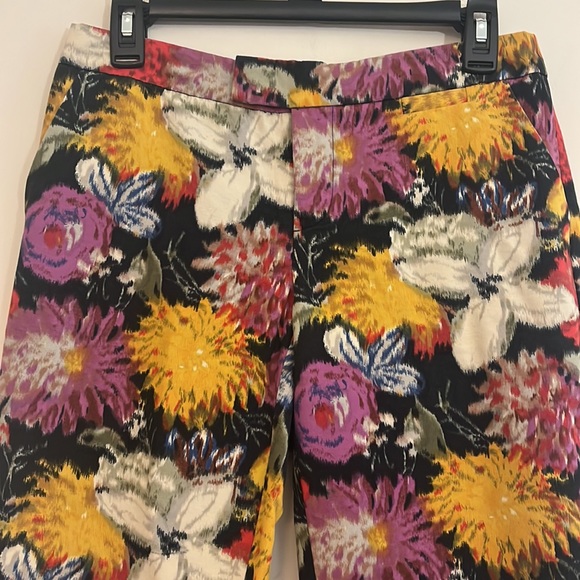 Anthropologie Elevenses Cotton Floral Capri Cropped Pants Size 2 - Picture 3 of 6